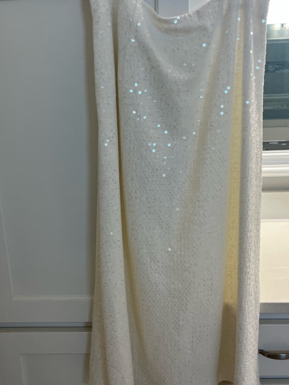 LOFT WHITE SEQUIN MIDI SKIRT new with tag sz 8 - Picture 4 of 5
